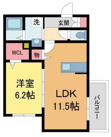 ヘーベルレーブ(1LDK/2階)の間取り写真