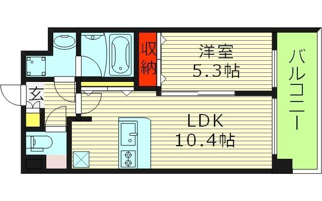 SK RESIDENCE城北(1LDK/1階)の間取り写真