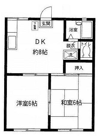 ウォーターパーク塚本B(2DK/1階)の間取り写真