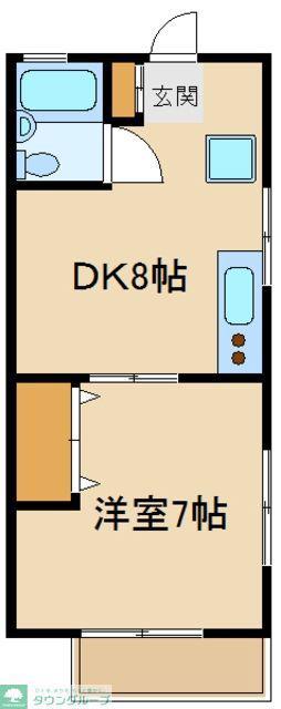 カーサブランカ(1DK/2階)の間取り写真