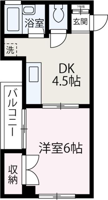 神山ビル(1DK/4階)の間取り写真
