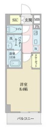 ウエストIN柴田(1K/4階)の間取り写真