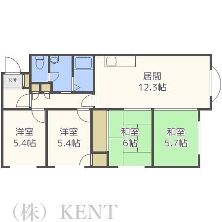 メゾンドルチェ山の手(4LDK/3階)の間取り写真