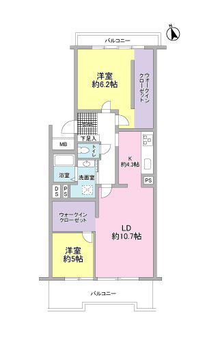 ハイコーポ安東(2LDK/2階)の間取り写真