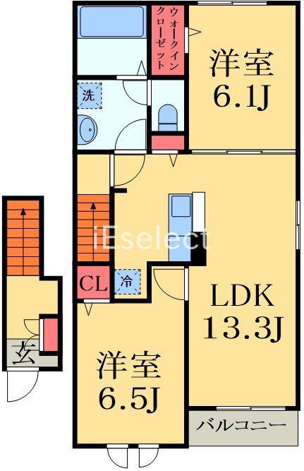 アイフラット東金 ノアール(2LDK/2階)の間取り写真
