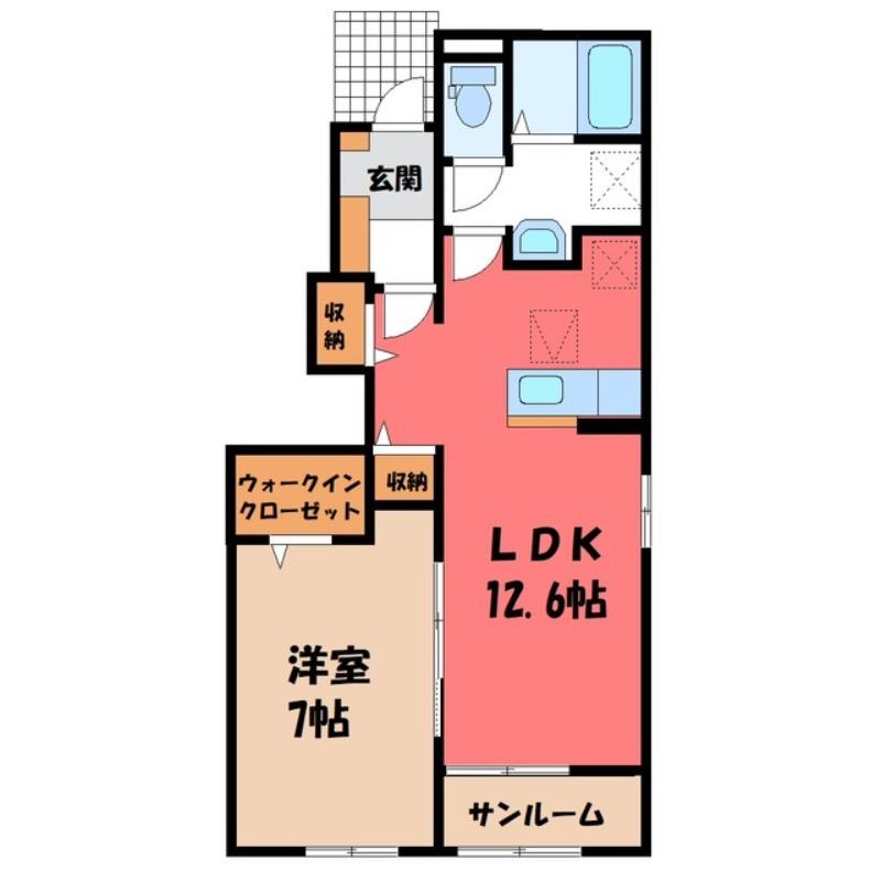 アリア B(1LDK/1階)の間取り写真