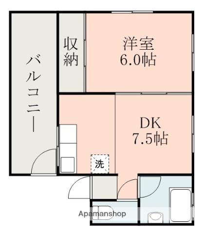 第6田ビル(1DK/4階)の間取り写真