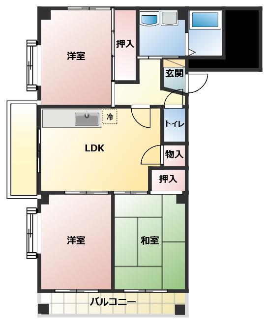 ウィンザーK&Y六軒屋(3DK/3階)の間取り写真