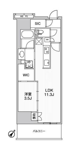 WORVE横浜伊勢佐木町(1LDK/8階)の間取り写真
