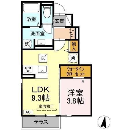 ベルファイン(1LDK/1階)の間取り写真