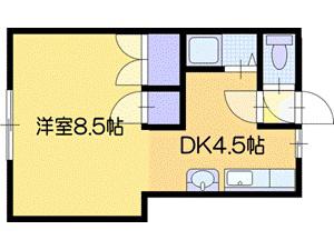 ハイツパイン(1DK/2階)の間取り写真