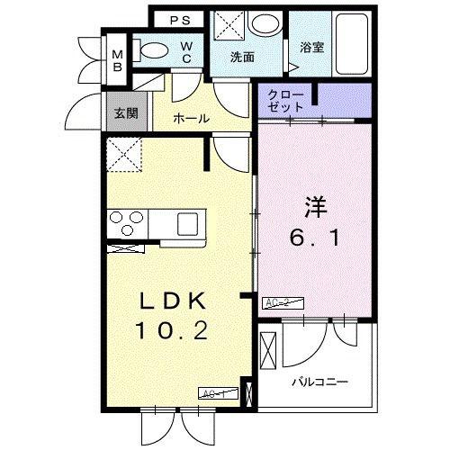 グレイスレジデンス(1LDK/2階)の間取り写真