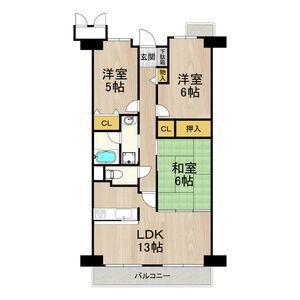サワン東太田(3LDK/5階)の間取り写真