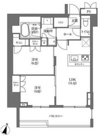 HAMACHO APARTMENTS(2LDK/5階)の間取り写真