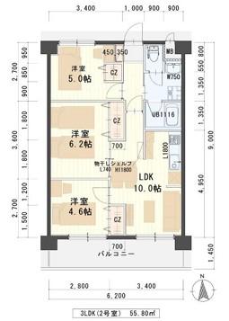 グレースK小田原(3LDK/2階)の間取り写真