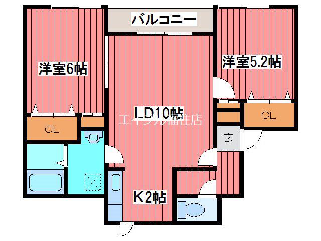 スプリングクリーク(2LDK/3階)の間取り写真