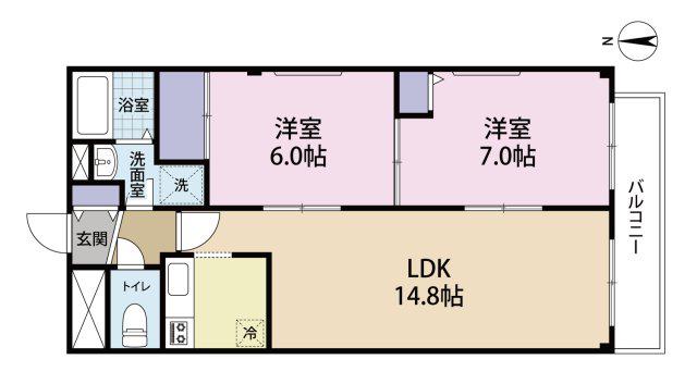 プレパルク(2LDK/2階)の間取り写真