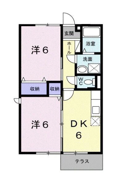 パークサイド下芹(2DK/1階)の間取り写真