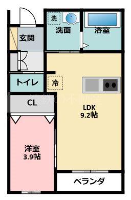 ル・リオン高丘北(1LDK/4階)の間取り写真