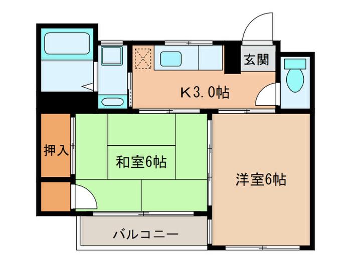トライン茗荷谷(2K/3階)の間取り写真