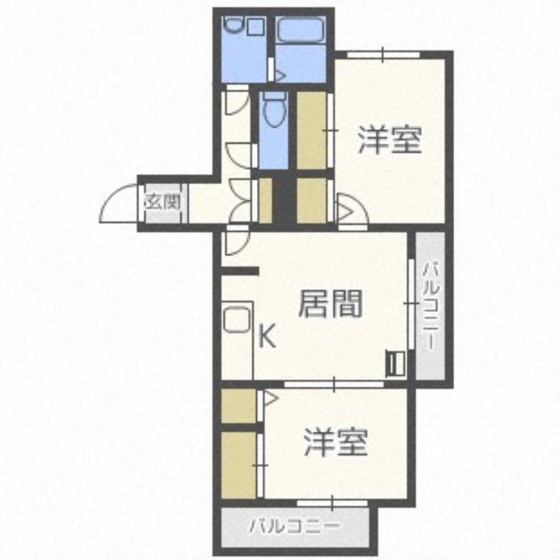 カーム北6条(2LDK/4階)の間取り写真