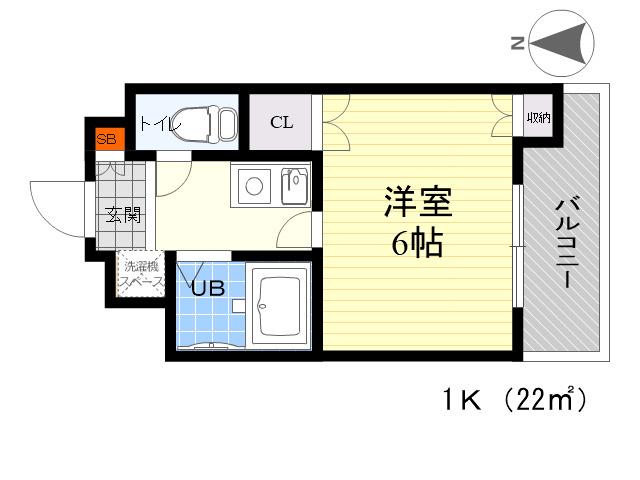 エルプラド楠風(1K/6階)の間取り写真