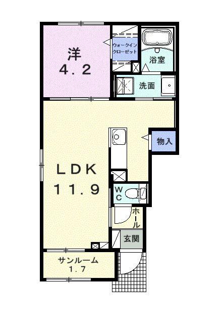 ＪＲ武豊線 亀崎駅 徒歩17分 2階建 築2年(1LDK/1階)の間取り写真