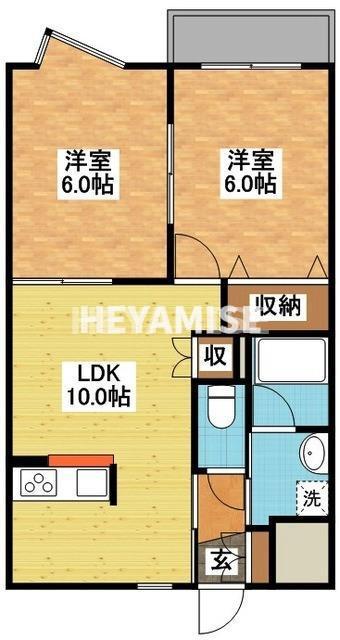 A-FLAT(2LDK/2階)の間取り写真
