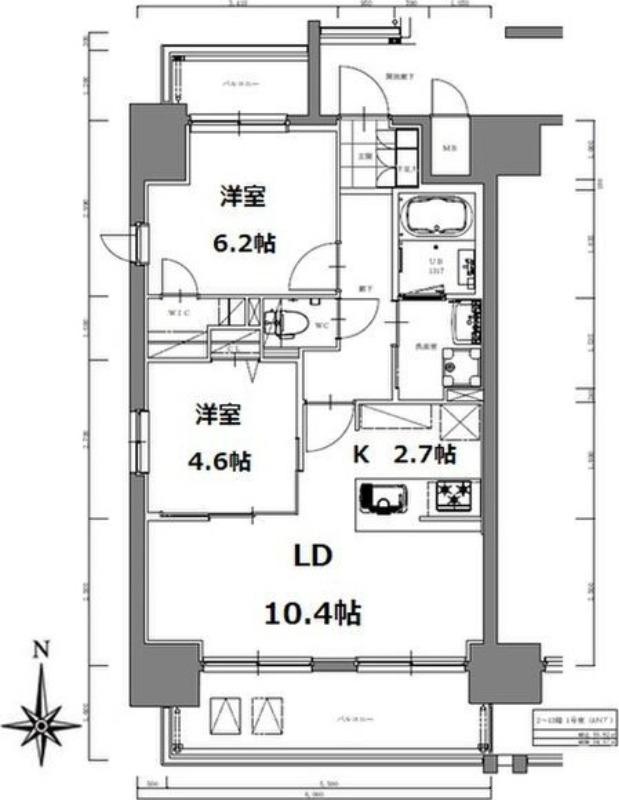 SーRESIDENCE亀島駅前BLAZE(2LDK/4階)の間取り写真