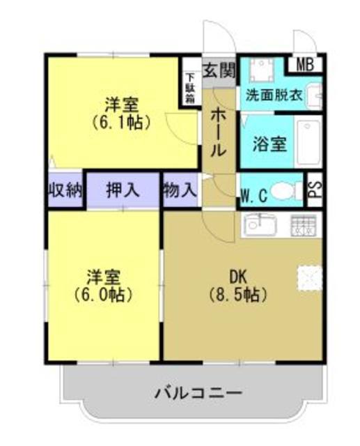 ユーミー篠崎(2DK/3階)の間取り写真