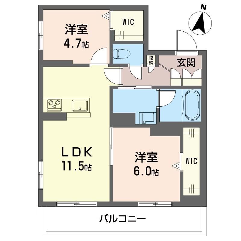 通町グランデ(2LDK/1階)の間取り写真