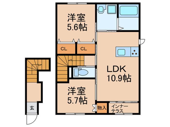 ロイヤルサージュ(2LDK/2階)の間取り写真