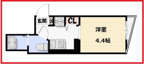ライクス梅田(ワンルーム/2階)の間取り写真