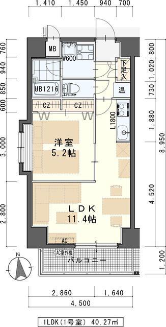 パークサイドレジデンス榴岡(1LDK/9階)の間取り写真