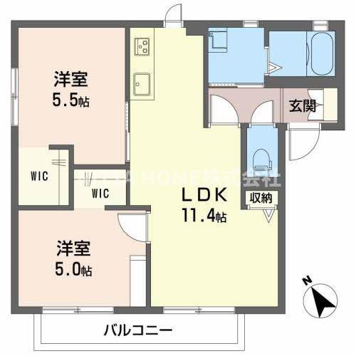 シャーメゾン和久屋(2LDK/1階)の間取り写真