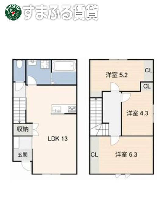 ルミナス新池(3LDK/1階)の間取り写真