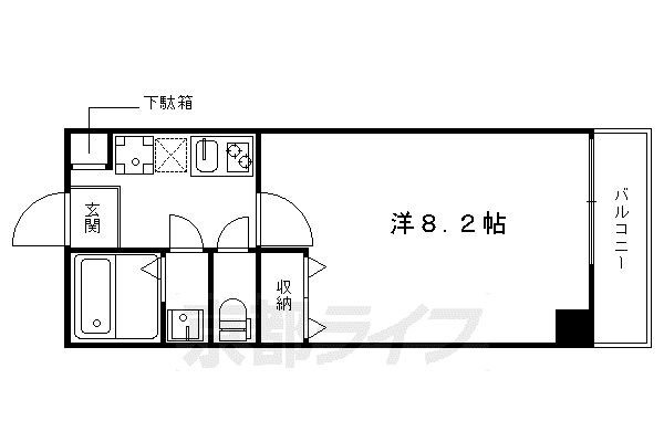 フラッティ今小路(1K/2階)の間取り写真