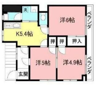 サン晴美コーポ(3K/3階)の間取り写真