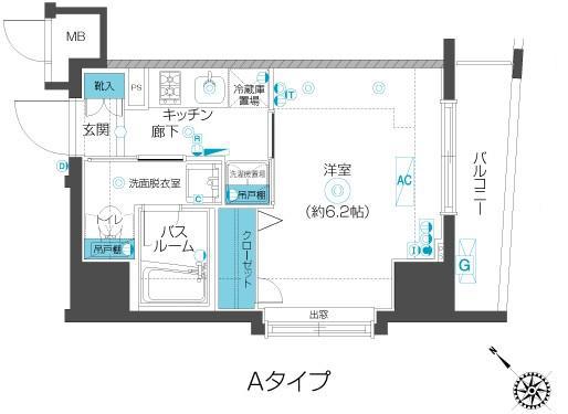 フェニックス武蔵小山(1K/2階)の間取り写真