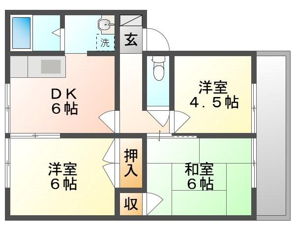 フレグランス江並A(3DK/2階)の間取り写真
