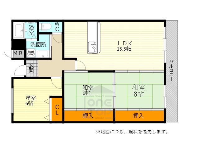 カルム千里山土井(3LDK/3階)の間取り写真