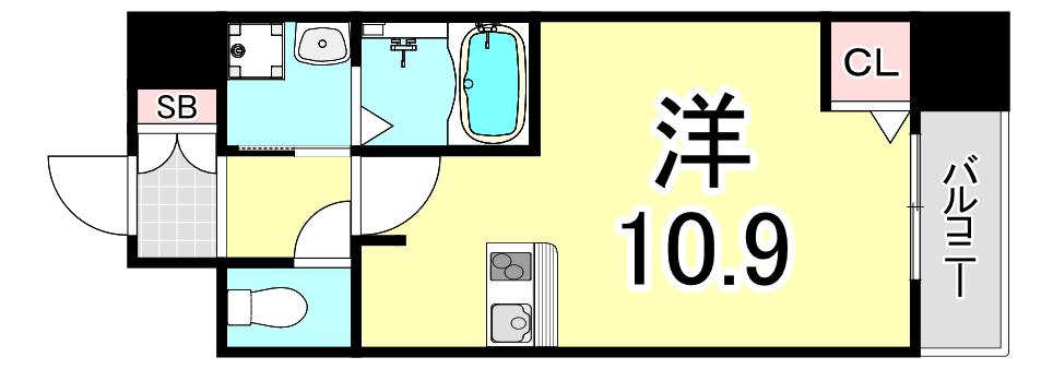 ONLYONE宝塚駅前(ワンルーム/3階)の間取り写真