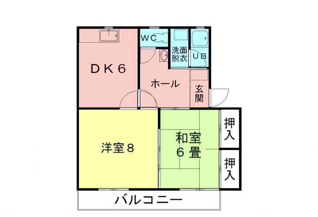コーポスルガB(2DK/2階)の間取り写真
