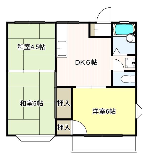 ハイシダー立野(3DK/1階)の間取り写真
