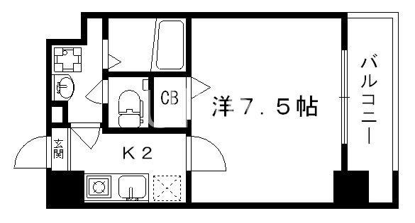 ロイヤル京都駅前(1K/6階)の間取り写真