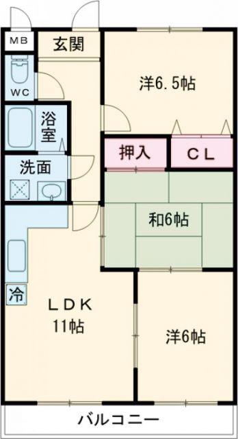 ネオシティー道明寺(3LDK/5階)の間取り写真