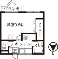 ルミエール八日市(1K/3階)の間取り写真