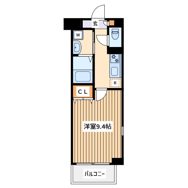 ヴィラージュ横浜(1K/1階)の間取り写真