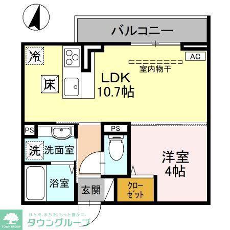 D-SERENO新倉 I(1LDK/2階)の間取り写真