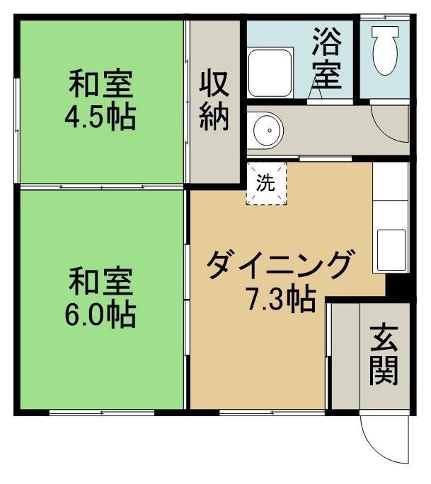 麻田アパート(2DK/2階)の間取り写真